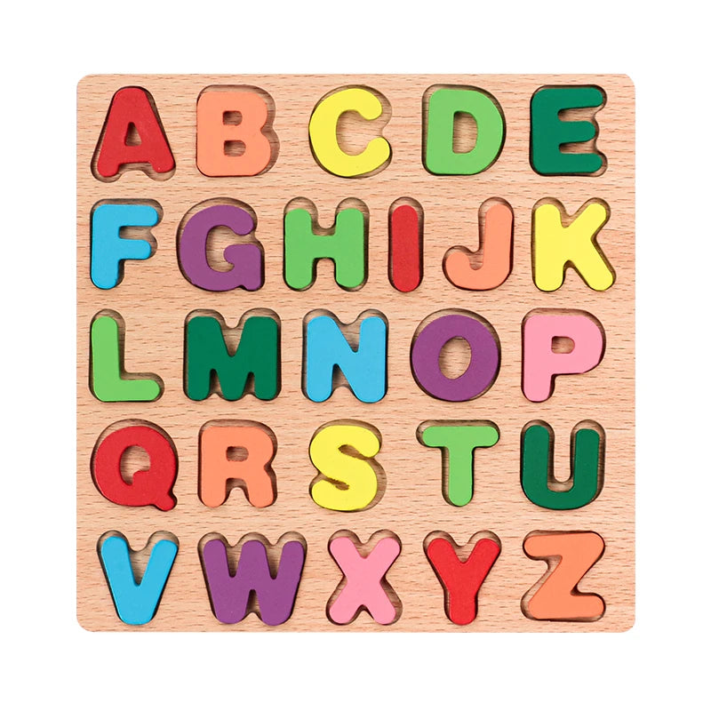 Kids Alphabet & Number Wooden Puzzle – Montessori Preschool Educational Toy