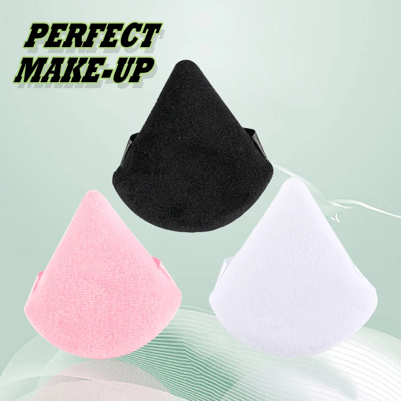 SHIDISHANGPIN Triangle Velvet Powder Puff – Reusable Face Cosmetic Sponge, Mini Cotton Makeup Puff for Foundation, Eyeshadow, and Beauty Tools (1/2/3/6pcs)